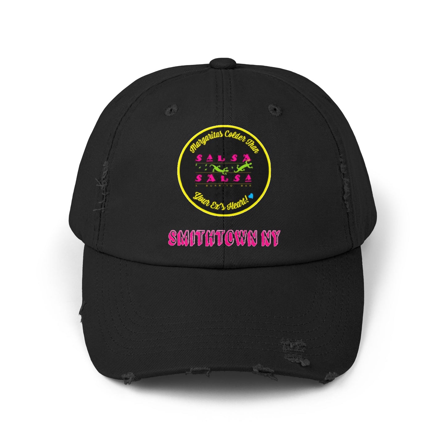 Salsa Round LOGO Unisex Distressed Cap - Salsa Themed Hat for Fun Celebrations in Smithtown NY