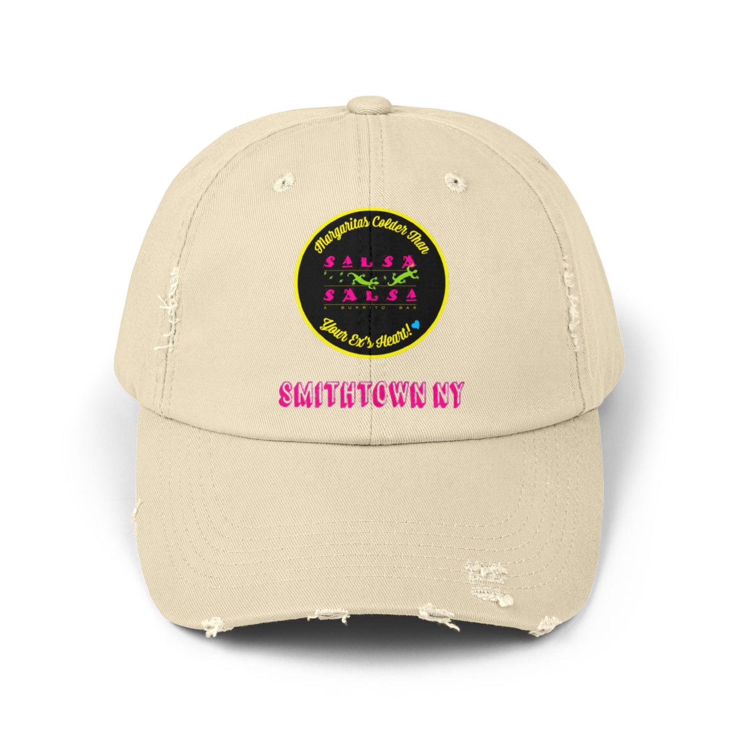 Salsa Round LOGO Unisex Distressed Cap - Salsa Themed Hat for Fun Celebrations in Smithtown NY