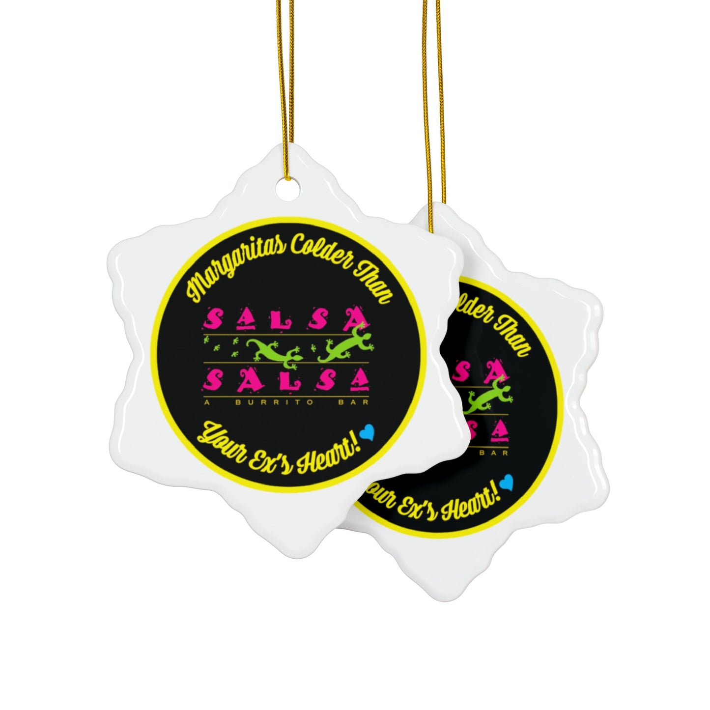 Salsa-Inspired Ceramic Ornaments - Your Ex's Heart Design
