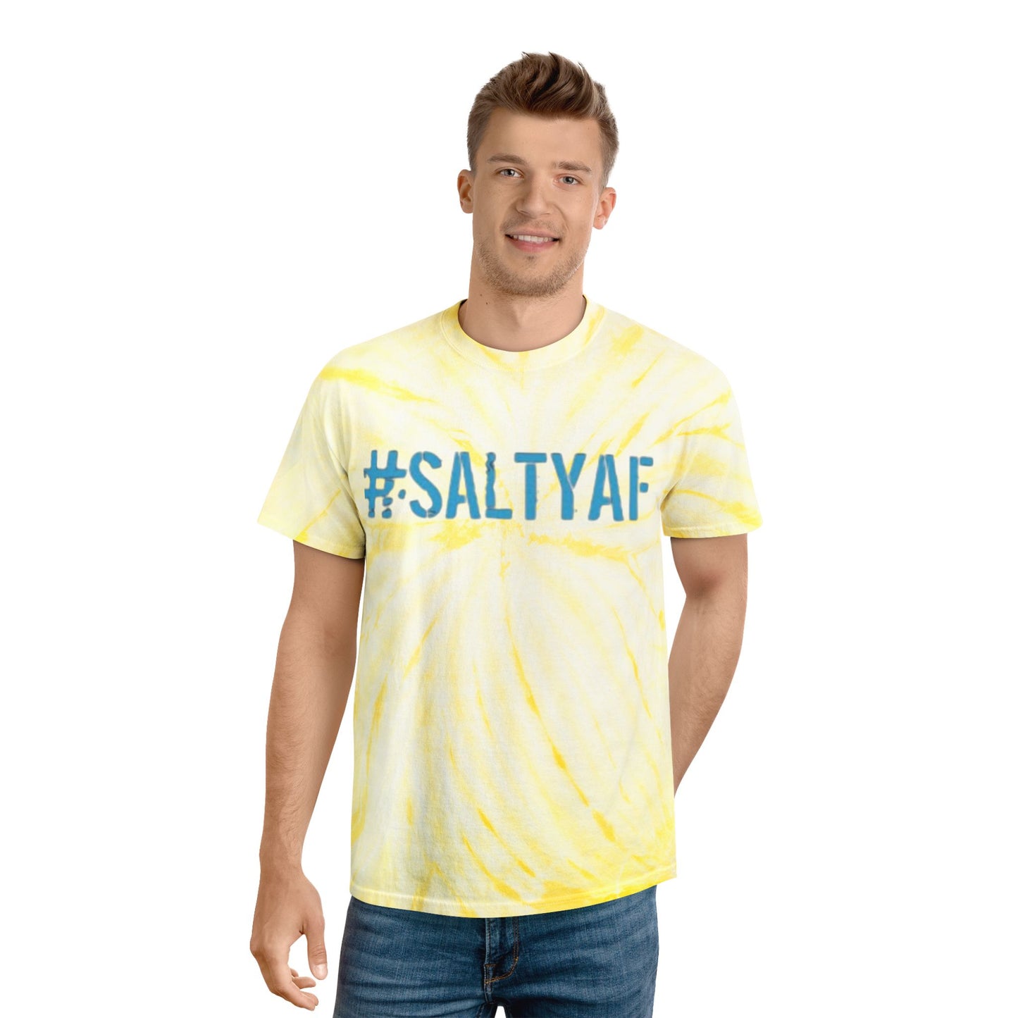 #SaltyAF Round LOGO Tie-Dye Tee | Vivid Yellow T-Shirt for Summer Fun