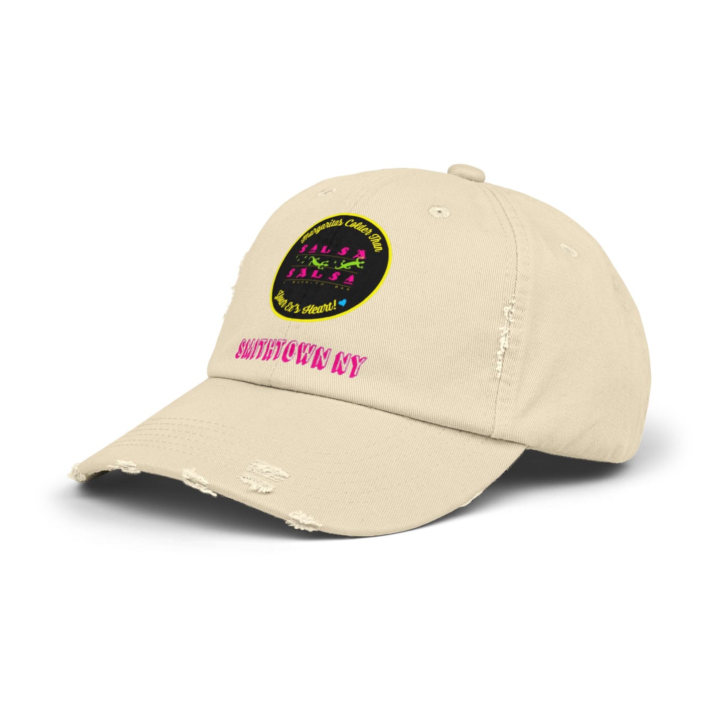 Salsa Round LOGO Unisex Distressed Cap - Salsa Themed Hat for Fun Celebrations in Smithtown NY