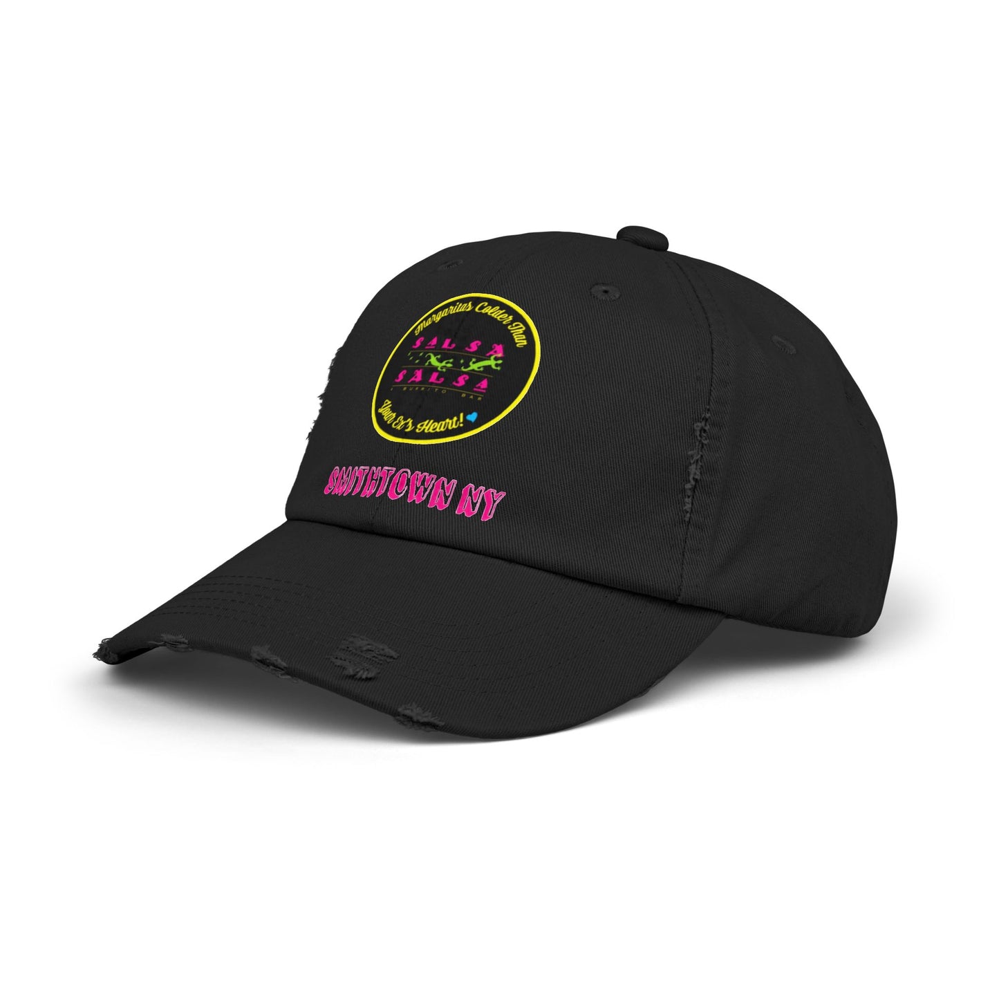 Salsa Round LOGO Unisex Distressed Cap - Salsa Themed Hat for Fun Celebrations in Smithtown NY