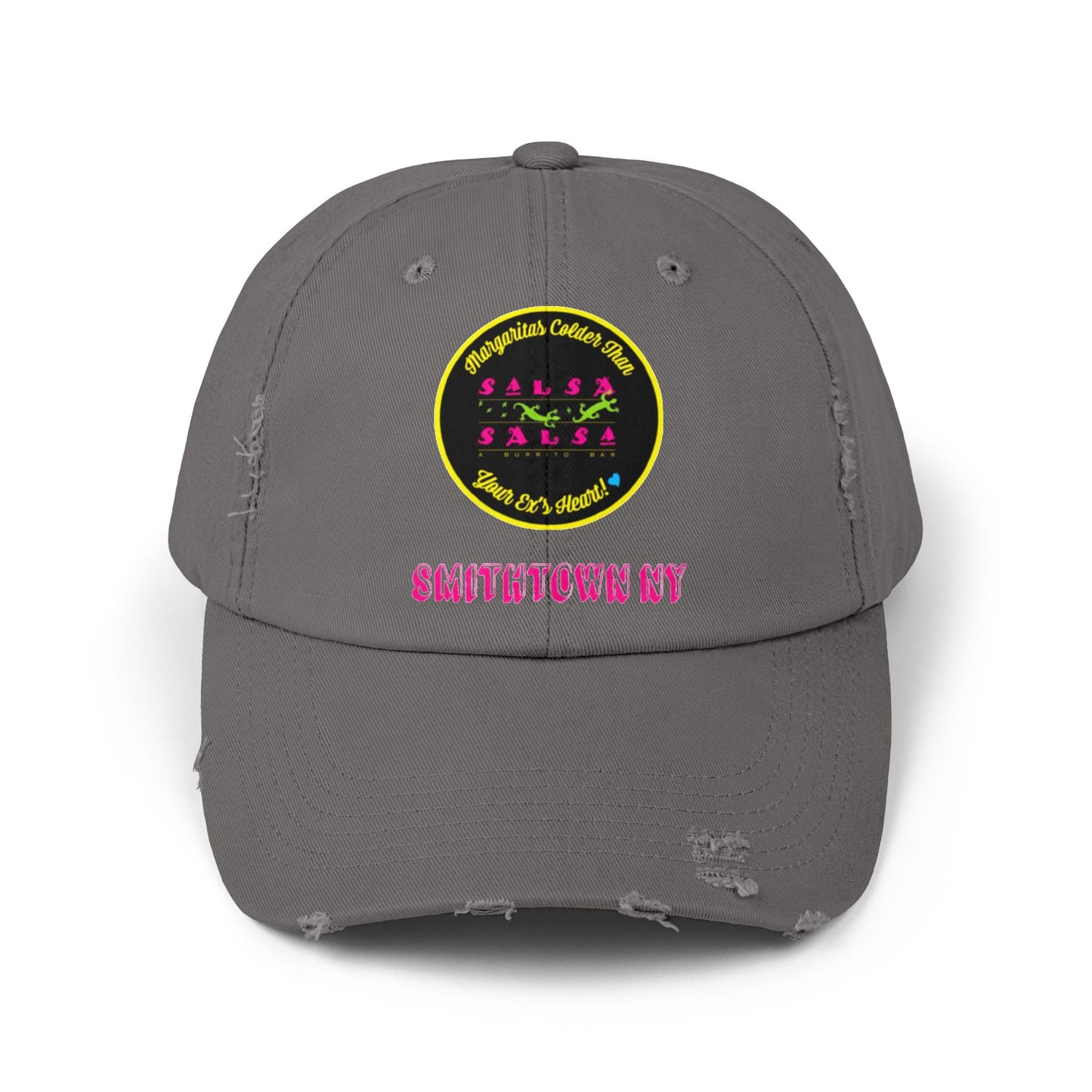 Salsa Round LOGO Unisex Distressed Cap - Salsa Themed Hat for Fun Celebrations in Smithtown NY