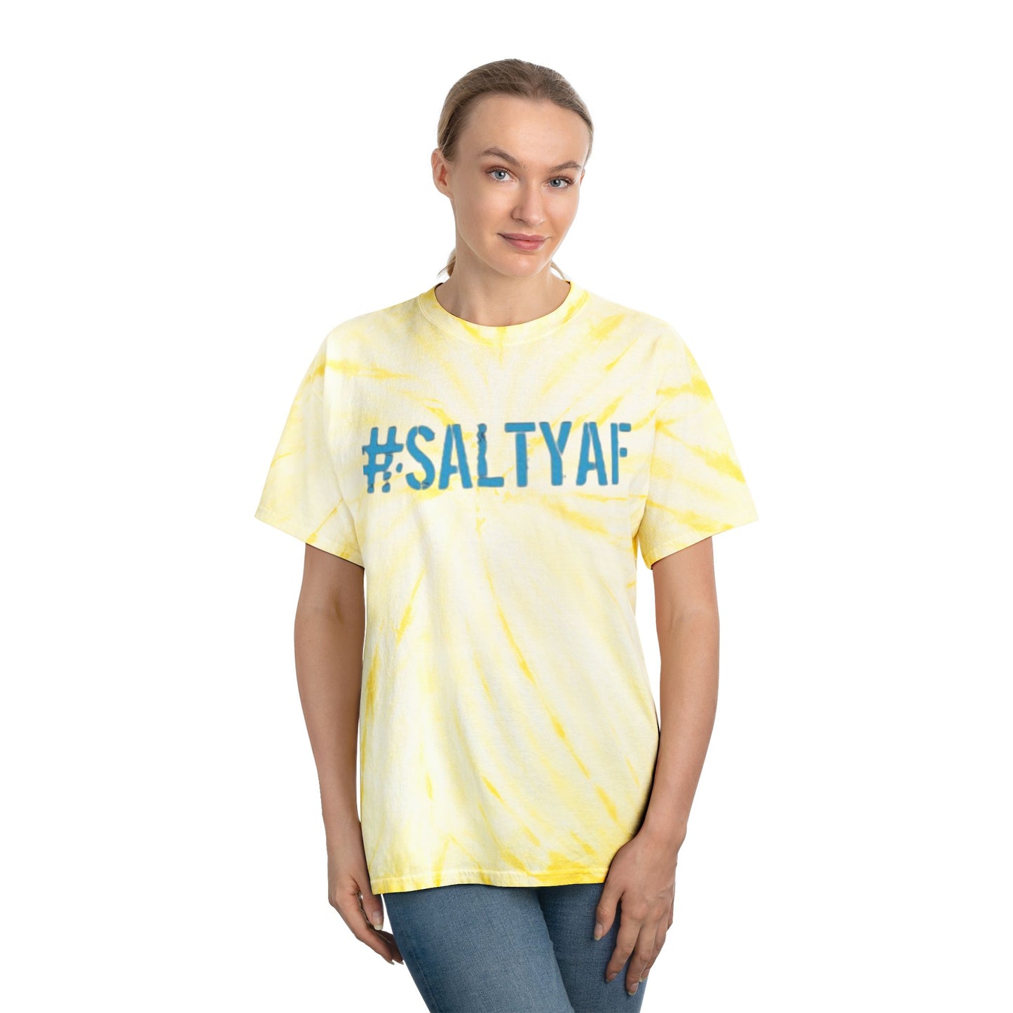 #SaltyAF Round LOGO Tie-Dye Tee | Vivid Yellow T-Shirt for Summer Fun