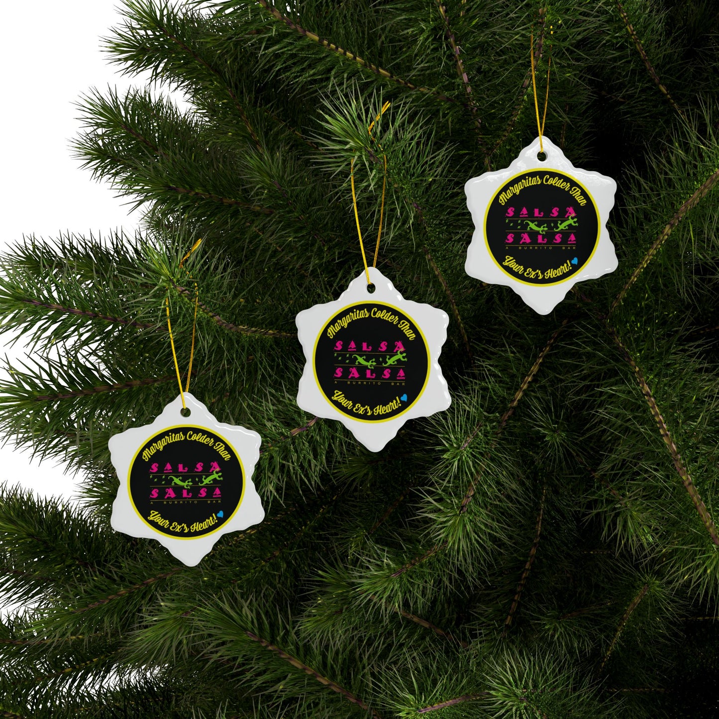 Salsa-Inspired Ceramic Ornaments - Your Ex's Heart Design