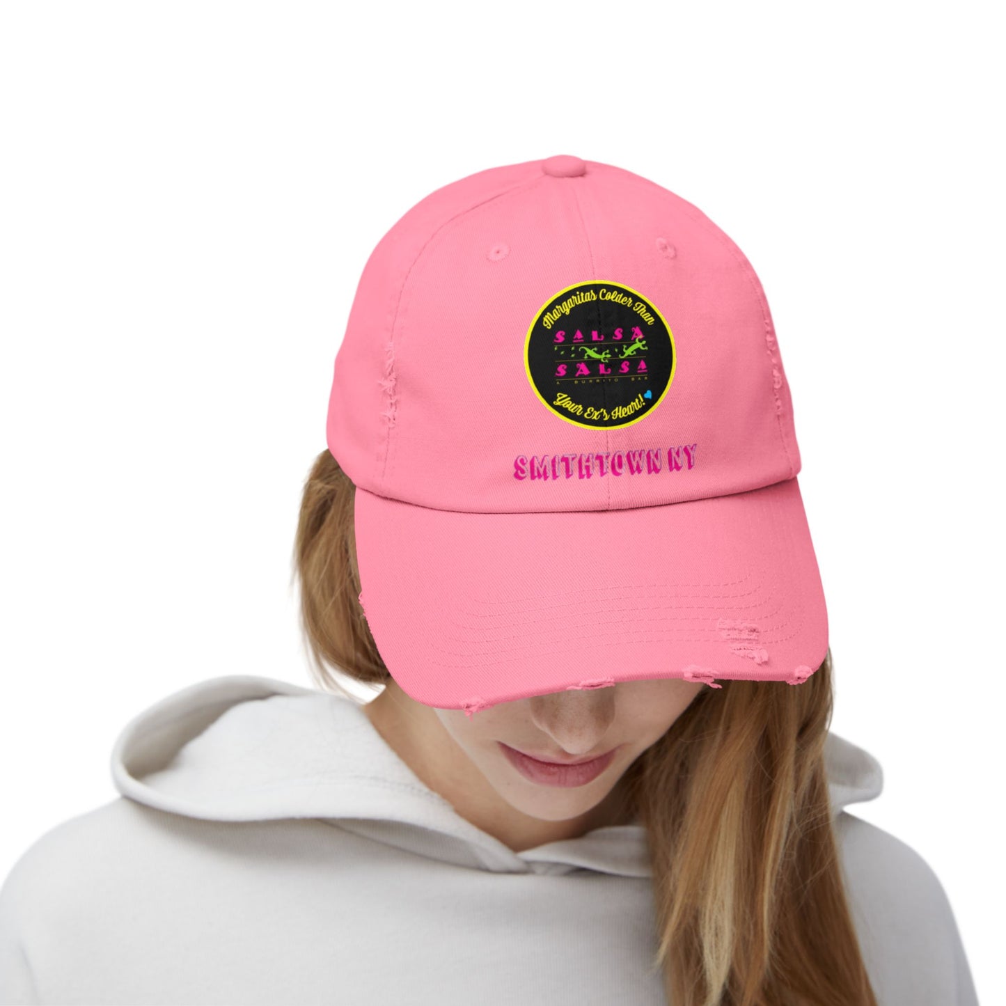 Salsa Round LOGO Unisex Distressed Cap - Salsa Themed Hat for Fun Celebrations in Smithtown NY