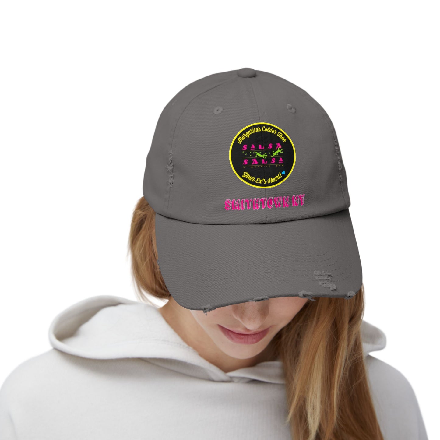 Salsa Round LOGO Unisex Distressed Cap - Salsa Themed Hat for Fun Celebrations in Smithtown NY