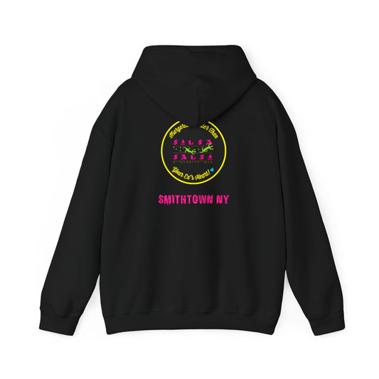 #SALTYAF Round LOGO Unisex Heavy Blendâ„¢ Hooded Sweatshirt - Fun and Cozy Apparel For Salsa Enthusiasts